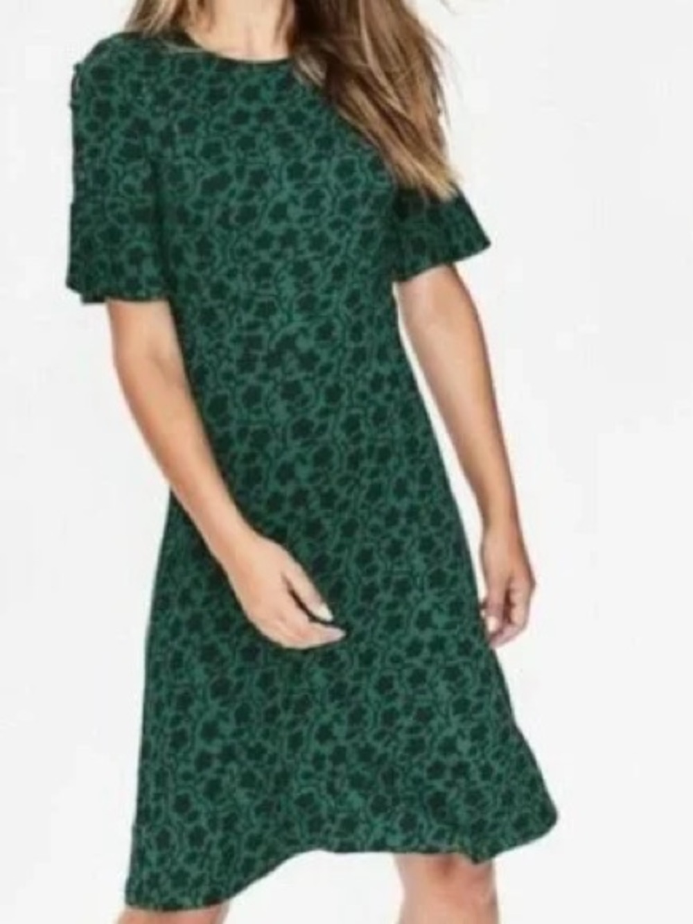 Boden Women Size 4P Green Enchanted Vine Short Sleeve Alexis Jersey Dress
